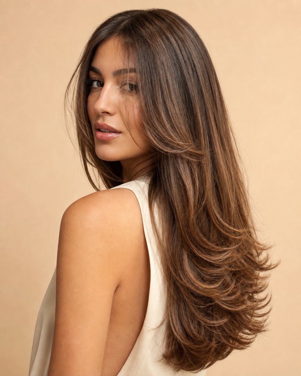 Finished haircut with a smooth, voluminous blow-dry
