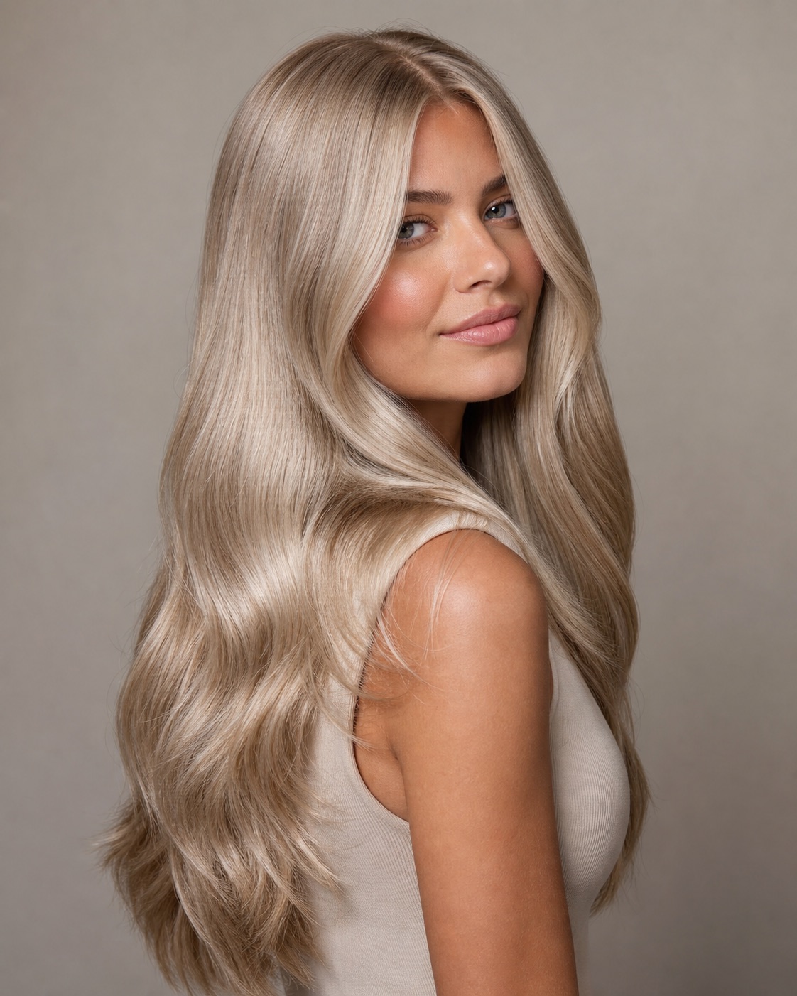 Cool luminous blonde hair after a professional toner and gloss service